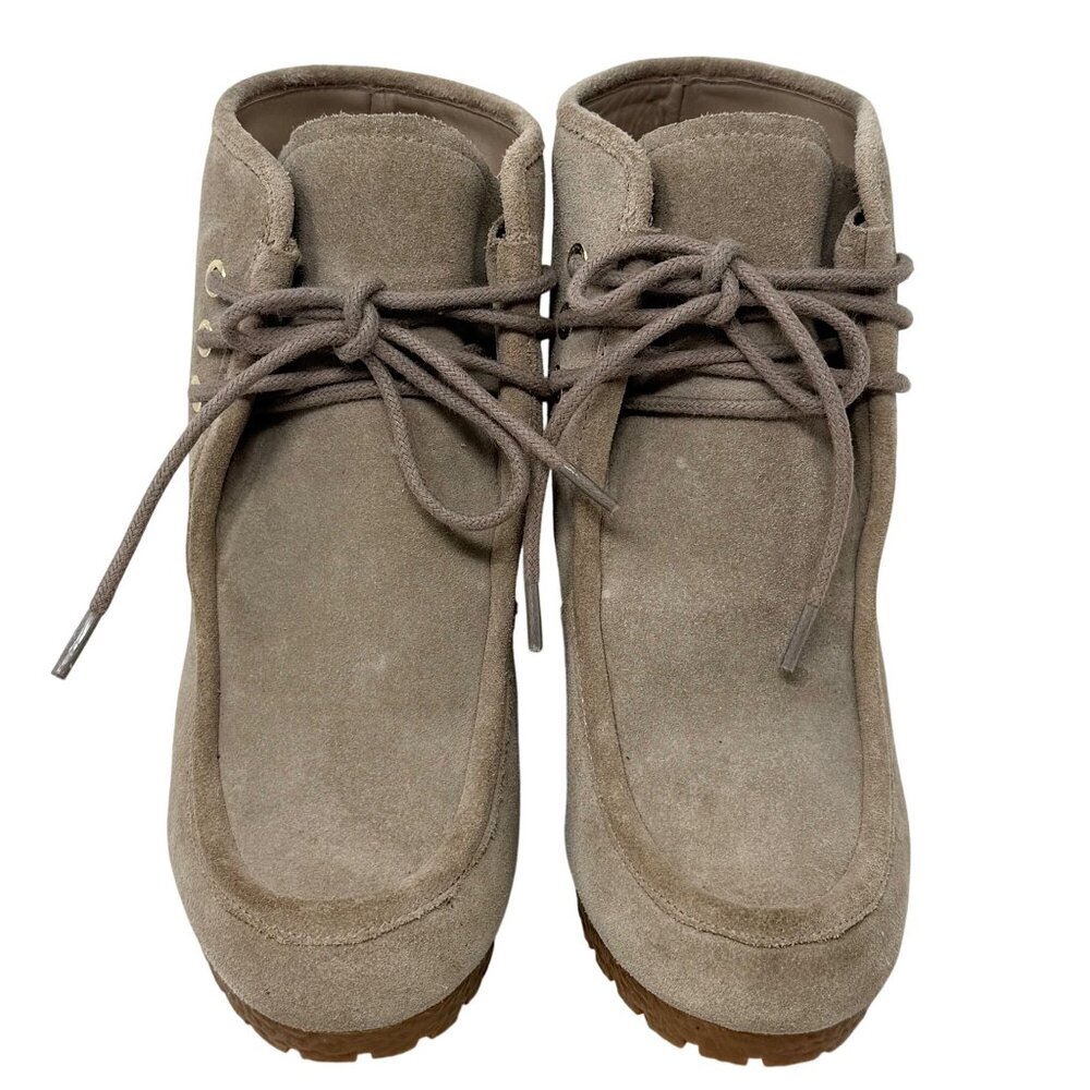 Michael Kors Rye Womens Wedge Beige Suede Bootie‎ Gum Soles Size 7 Medium - Picture 2 of 9